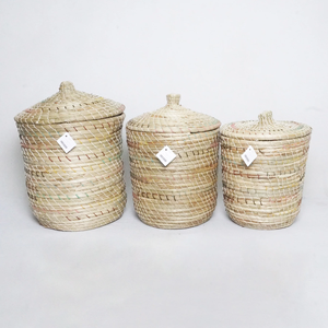 NEW PRODUCT! Tienphong Wholesale 2025 Handwoven Mendong <b>Seagrass</b> Storage <b>Basket</b> <b>with</b> <b>Lid</b> for Clothing Storage - Product Image 5