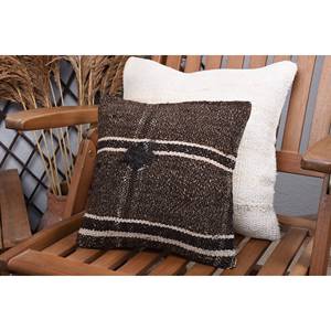 Oreiller patchwork Kilim en laine marron de luxe 12x12 pouces oreiller d'accent à motifs floraux vintage rustique soie tissée pour une utilisation au sol - Product Image 3