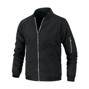 Veste bomber en toile et nylon pour homme, longueur standard, poches, col montant, logo frontal, imperméable, respirante, coupe-vent, décontractée, extérieure, OEM - Product Image 1