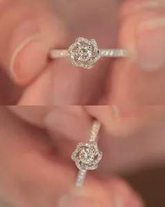 Anillo de Boda para Mujer de Plata de Ley 925 con Moissanita de Corte Redondo, Chapado en Oro, Marca Tishya Diamond - Product Image 2