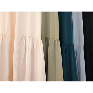 ชุดเดรสคลุมเข่าแขนสั้นของผู้หญิงผ้าโพลีเอสเตอร์กันยับสบายทนทาน - Product Image 2