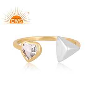 แหวนควอตซ์คริสตัลธรรมชาติชุบทอง18K ดีไซน์ทำด้วยมือล่าสุดผู้ผลิตเครื่องประดับชั้นดี - Product Image 2