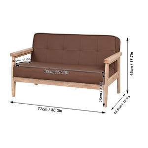 Kids <b>Mini</b> <b>Sofa</b> Solid Wood 2-Seater Brown PU Leather Eco-Friendly Bedroom Living Room Nursery Furniture - Product Image 5