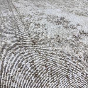 Tapis turc 5,6x9,2 pieds, gris et blanc, bordé de laine, tapis vintage - Product Image 5