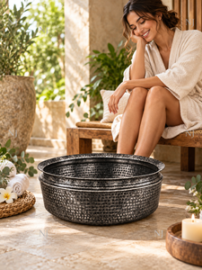 Bol de pédicure pour spa des pieds, noir brillant martelé, vente en gros, bol de pédicure fantaisie, classique, élégant, abordable, bol de pédicure en cuivre - Product Image 4
