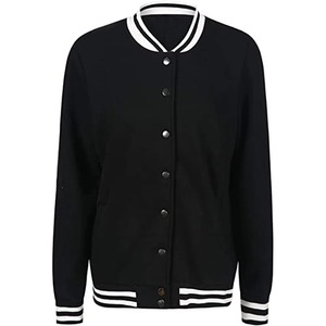 แจ็คเก็ตผ้าฝ้ายสีดำสำหรับผู้หญิงแจ็คเก็ตทีมกีฬาเบสบอลปรับแต่งได้เสื้อครอปทีม - Product Image 6