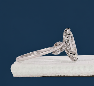 Bague de fiançailles en or blanc 14 carats, diamant de laboratoire taille marquise 1,14 carat, VVS2 F, certifiée IGI, plaquée rhodium, style ethnique - Product Image 3