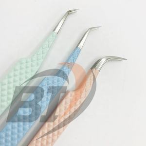 Pinzas de pestañas de etiqueta privada con recubrimiento de color personalizado Pinzas de extensión de pestañas de acero inoxidable sólido con punta puntiaguda - Product Image 3