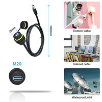 IP68 M20 impermeable USB3.0 conector macho y hembra con tapa, montaje en panel de microenchufe, adaptador de aviación para transmisión de datos