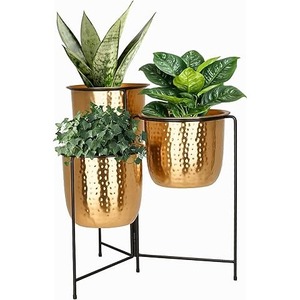 Pot de fleurs moderne en finition dorée pour la maison, le bureau et la décoration d'angle, offrant un élément décoratif chic en provenance d'Inde - Product Image 2