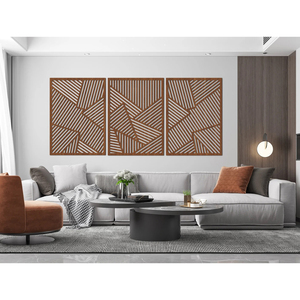 Black Finished Wood Panel Abstract Wall Art Custom Size And Shape MDF Laser Cutting Design With 3 Pattern For Home Wall Decorate - Product Image 5