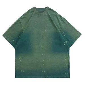 เสื้อยืดโอเวอร์ไซส์ผ้าฝ้ายฟอกสีสไตล์วินเทจสำหรับผู้ชาย สกรีนโลโก้ได้ ใส่สบายในฤดูร้อน คุณภาพสูง - Product Image 6