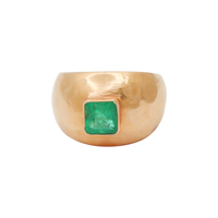 Großer, breiter Ring mit quadratisch geschliffenem, natürlichem Smaragd in Zargenfassung aus 18 Karat Gelbgold, im Big-Dome-Stil, Edelsteinring, Damenschmuck, Geschenk