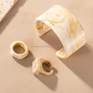 Handmade Fashion Jewelry Resin Bangle <b>Set</b> with Finger Ring Modern Resin Bangle <b>for</b> <b>Girls</b> Wedding Jewelry Resin Bracelet - Product Image 1