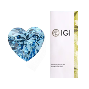 Diamant de laboratoire CVD en forme de cœur de 1,00 carat avec certificat IGI, couleur bleu vif fantaisie, clarté VVS2, élégant centre de table - Product Image 1