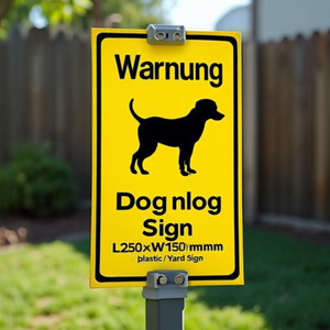 Panneau d'avertissement pour chien L250xW150mm Jaune/Noir en plastique pour jardin - Product Image 2