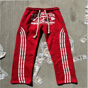 ชุดวอร์ม2ชิ้นพิมพ์ลายกราฟิกพลอยเทียมสำหรับผู้ชายชุดวอร์มกางเกงมีฮู้ดและกางเกงวิ่งแบบรูดซิปสีกำหนดเอง - Product Image 2