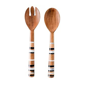 Cuchara de madera de Acacia y mango de resina para servir alimentos, accesorios de cocina, cuchara para servir y espátula, 2022 - Product Image 4