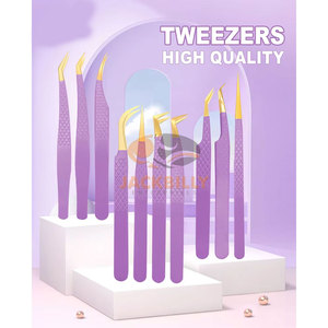 Pinzas de pestañas con punta de fibra y logotipo de impresión personalizado, pinzas Nano Grip para extensiones de pestañas, herramientas profesionales de pestañas de etiqueta privada - Product Image 6