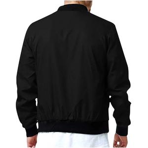 Veste de vol bombardier à col montant pour hommes de haute qualité hiver épais solide fermeture éclair complète Logo personnalisé Appliques enduits vente en gros - Product Image 5