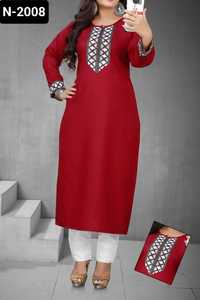 Tela de mezcla de algodón simple para uso étnico indio con hermosos Kurtis DE TRABAJO Dobi para uso informal y diario Kurtis simples para mujeres - Product Image 3