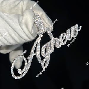 SS Jewels SS12 Joyería HipHop, Colgante Personalizado con Letra, Plata de Ley 925 con Baño de Rodio, Moissanita VVS, Logotipo Inicial, Estilo Iced para Hombre - Product Image 5