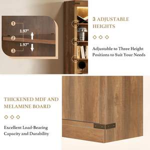 Estantería <span class=keywords><strong>de</strong></span> Madera Rústica Estilo Granja con Puertas, Librería Alta Industrial Vintage, Mueble <span class=keywords><strong>de</strong></span> Almacenamiento Vertical para Sala <span class=keywords><strong>de</strong></span> Estar - Product Image 5