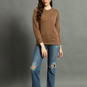 Logo sweat coton polaire femmes pull à col rond pull surdimensionné impressions personnalisées sweat broderie personnalisée vêtements - Product Image 2