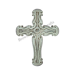 Croix religieuse en bois de qualité supérieure à la main motif sculpté Crucifix ornement suspendu décoration chrétienne excellente qualité pour la maison - Product Image 6