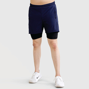 Best Men's Three-Quarter Fitness Shorts for Running Track Quick-Drying Anti-Slip Double-<b>Layer</b> Drawstring Closure Breathable - Product Image 1