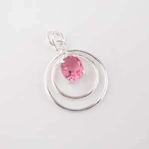 Pendentif en argent sterling 925 avec pierre précieuse tourmaline rose, bijoux pour femmes, certifié IGI, forme poire, pierre de naissance d'octobre, cadeau - Product Image 4