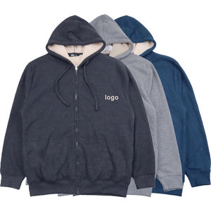 เสื้อแจ็คเก็ตกันน้ำแบบมีซิปและฮู้ด ผ้าขนแกะเชอร์ปาเนื้อหนา แบบเรียบ ไม่มีลาย สั่งทำได้ตามต้องการ ขายส่ง - Product Image 1