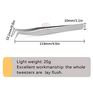 Premium Stainless Steel Eyelash Tweezers 90° Tip | Anti-Static 10MM Length Durable Beauty <b>Tool</b> | Private Label Bulk Quantity OEM - Product Image 4