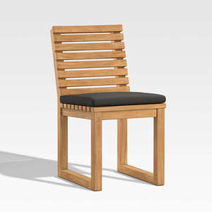 Silla de Comedor Vento de Diseño Moderno en Madera de Teca Sólida con Cojín Negro, Acabado Natural para Uso en Interiores y Exteriores - Product Image 4