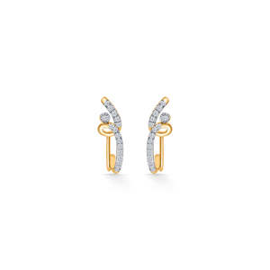 Zephyra Arc Gold & Rhodium Plated Hoop <b>Earrings</b> with Zircon & <b>Pearl</b> - Product Image 2