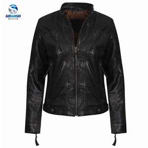 Veste de Moto en Cuir Véritable pour Femmes, Manteau en Cuir Anti-Vent pour Dames, Nouveau Style, à Col Montant, en Cuir pour Dames - Product Image 6