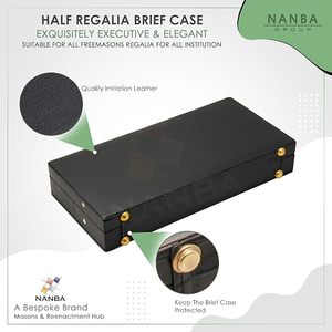 NANBA GROUP Étui rigide pour demi-tablier de franc-maçon en similicuir noir, avec emblème G en argent et compas carré, doré - Product Image 3