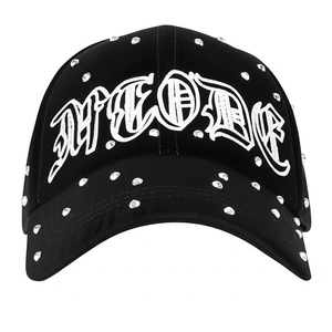 Wholesale Custom Fashion Men Women Universal High Quality Embroidery <b>Black</b> Rhinestone Patch 6 Panel Breathable Waterproof Common - Product Image 4