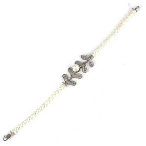 Pulsera de Plata de Ley 925 con Patrón de Hojas Filigranadas y Perlas, Elegante Accesorio para Bodas - Product Image 4