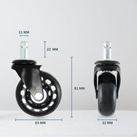 Roulette de chaise en caoutchouc de remplacement noir de 2.5 pouces roulement lisse et silencieux