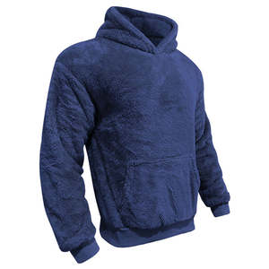 Men's Breathable Windproof Eco-Friendly Winter <b>Fur</b> Zipper-Up <b>Hoodie</b> Navy Blue Long Sleeve Oversize Casual Print Sweatshirt - Product Image 6