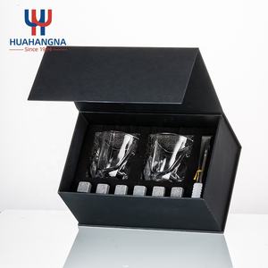 Logotipo personalizado <span class=keywords><strong>Whisky</strong></span> magnético <span class=keywords><strong>Dos</strong></span> pequeños vasos retorcidos Set Caja de regalo Embalaje con inserto de espuma de piedra de hielo - Product Image 2