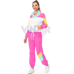 Costume coupe-vent de haute qualité pour femmes nouveau Design ensemble 2 pièces col à capuche respirant taille élastique réglable couleurs contrastées - Product Image 5