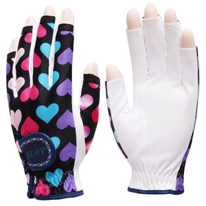 Ladies Fingerless Golf Gloves in Premium Mesh Breathable Golf Glove Non-Slip Genuine <b>Leather</b> Sublimation Golf gloves - Product Image 4