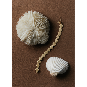 Eternity Shell <b>Beaded</b> <b>Bracelet</b> with Gold Plated Flower and Number Diamond Encrusted Religious Charm for Christian Gifts - Product Image 2