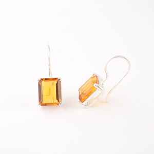 Boucles d'oreilles en citrine, argent sterling 925 plaqué or, bijoux faits à la main, sans nickel, élégantes boucles d'oreilles pour femmes - Product Image 5