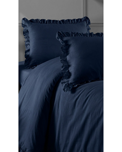 Parure de lit 4 pièces bleu marine unie en polycoton rafraîchissant, style européen-américain, 200 fils, respirante, avec housse de couette, drap-housse et taies d'oreiller - Product Image 3