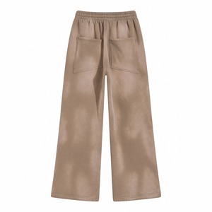 Pantalon de survêtement évasé lavé à l'acide pour hommes, coupe ample, jogging de gymnastique avec taille élastique moyenne, style vintage décontracté, délavage foncé - Product Image 6