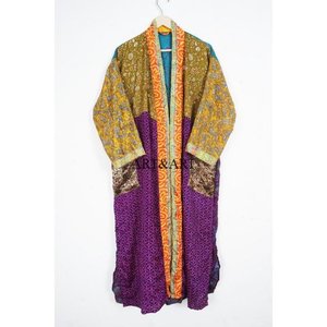 Luxury Silk Kimono Robe Loungewear <b>Gift</b> Boho Festival Wear Daily Wear Sexy Handmade Vintage Sari 3/4 Sleeve Beach Summer Autumn - Product Image 4