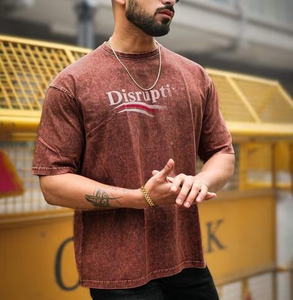 เสื้อยืดโอเวอร์ไซส์สไตล์วินเทจฟอกสีสำหรับผู้ชาย แฟชั่นสตรีท สไตล์หลวมๆ ใส่สบายๆ สำหรับฤดูร้อน แขนสั้น ฮิปฮอป ผ้าฝ้าย - Product Image 5